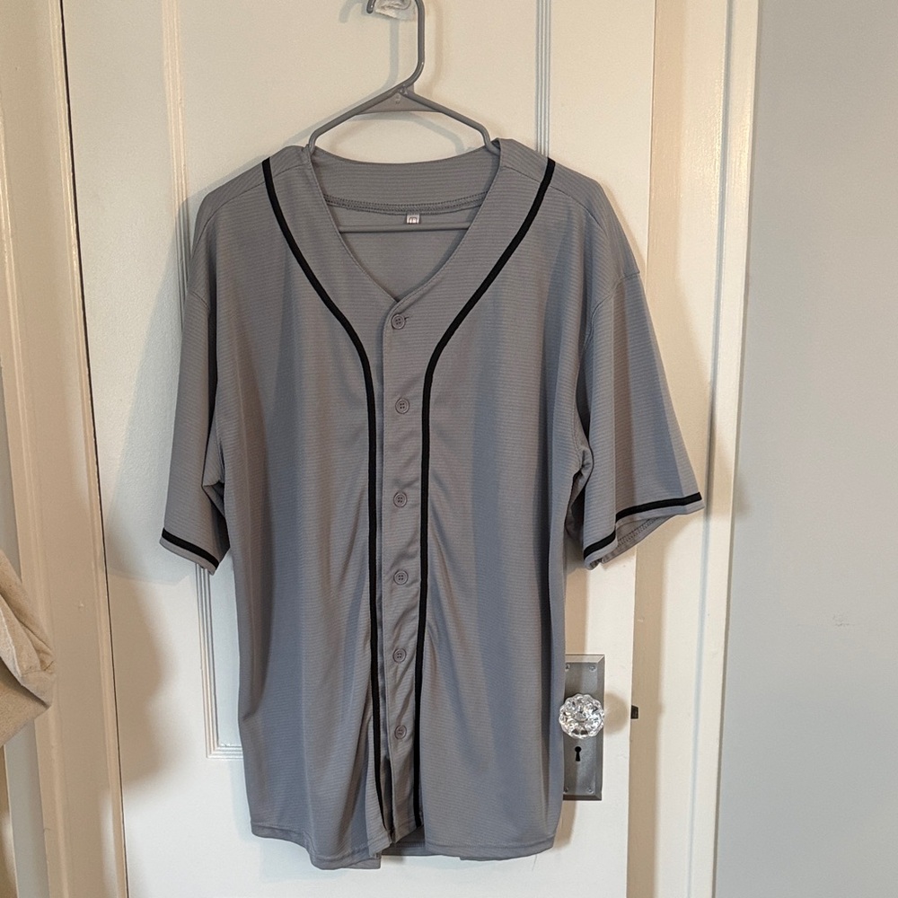 Gray Button-Up Baseball Jersey
